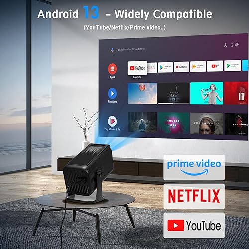 Miniatura 6 de Mini proyector, proyector portátil V1, nativo 1920* 1080P soporte 4K parse con doble banda WIFI6 5G inalámbrico 5.0 Bluetooth Android 13, 600ANSI,