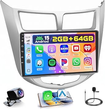 2+64GB 9" Android 15 Car Radio for Hyundai Accent Verna Solaris 2010-2016