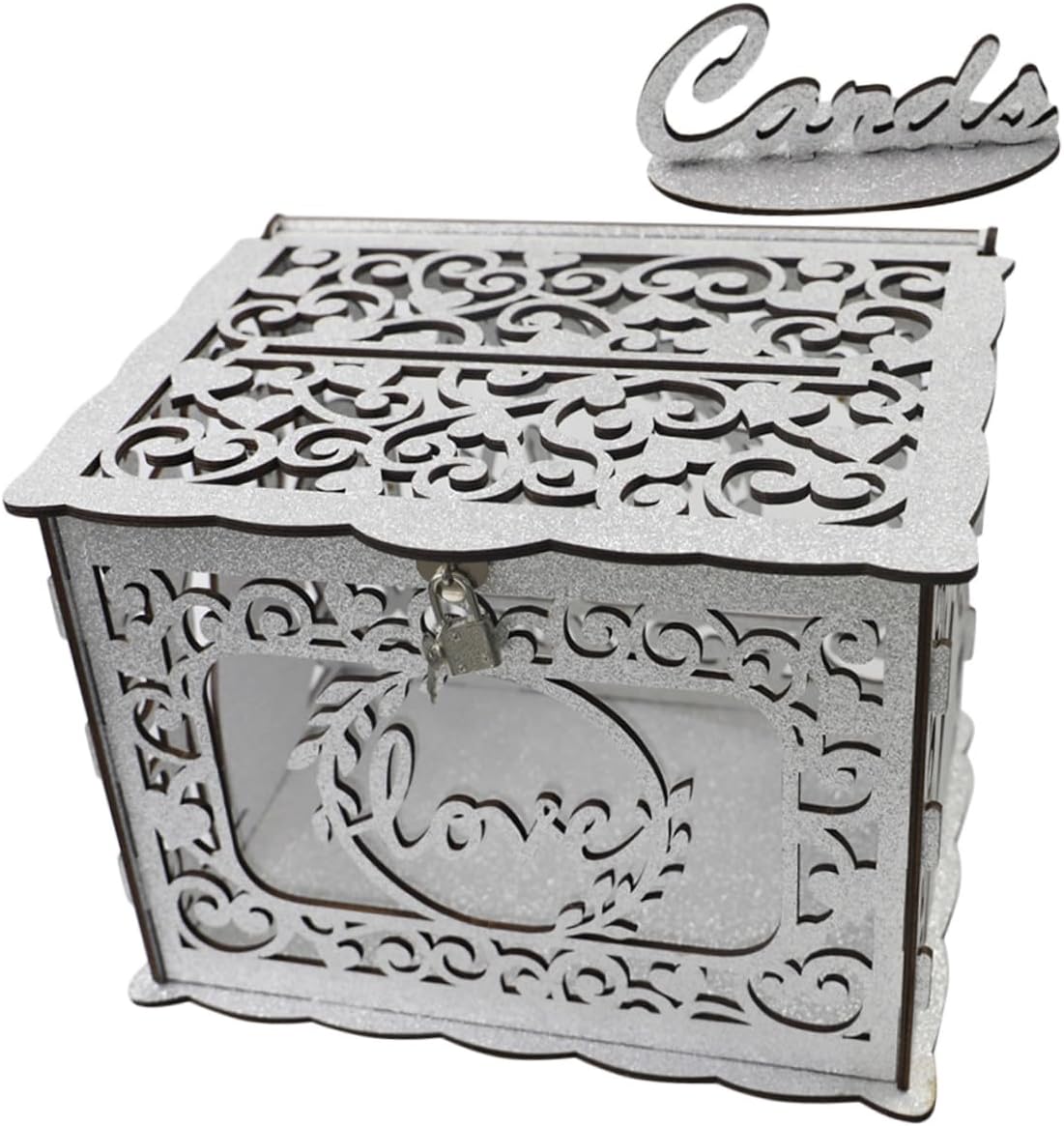 VILLCASE Wooden Hollow Card Box Portable Greeting Cards Container Wedding Reception Birthday Decoration Collectible Storage Holder