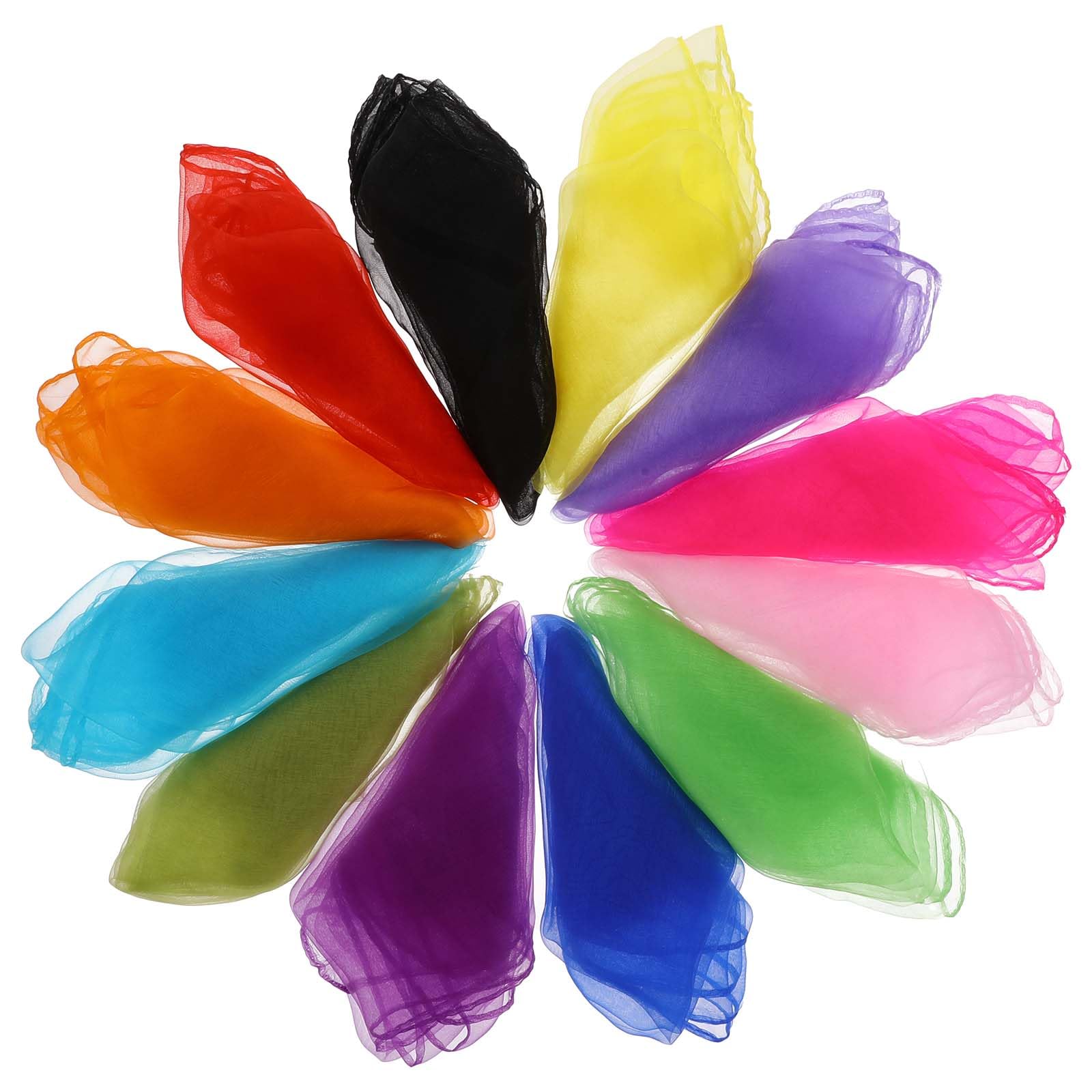 Molain Juggling Dance Scarves, 12 PCS Square JugglingPlay Silk Scarfs Magic Tricks Performance Props Dancing Music Movement Scarves to Play with, 24 Inches Performance Props Accessories