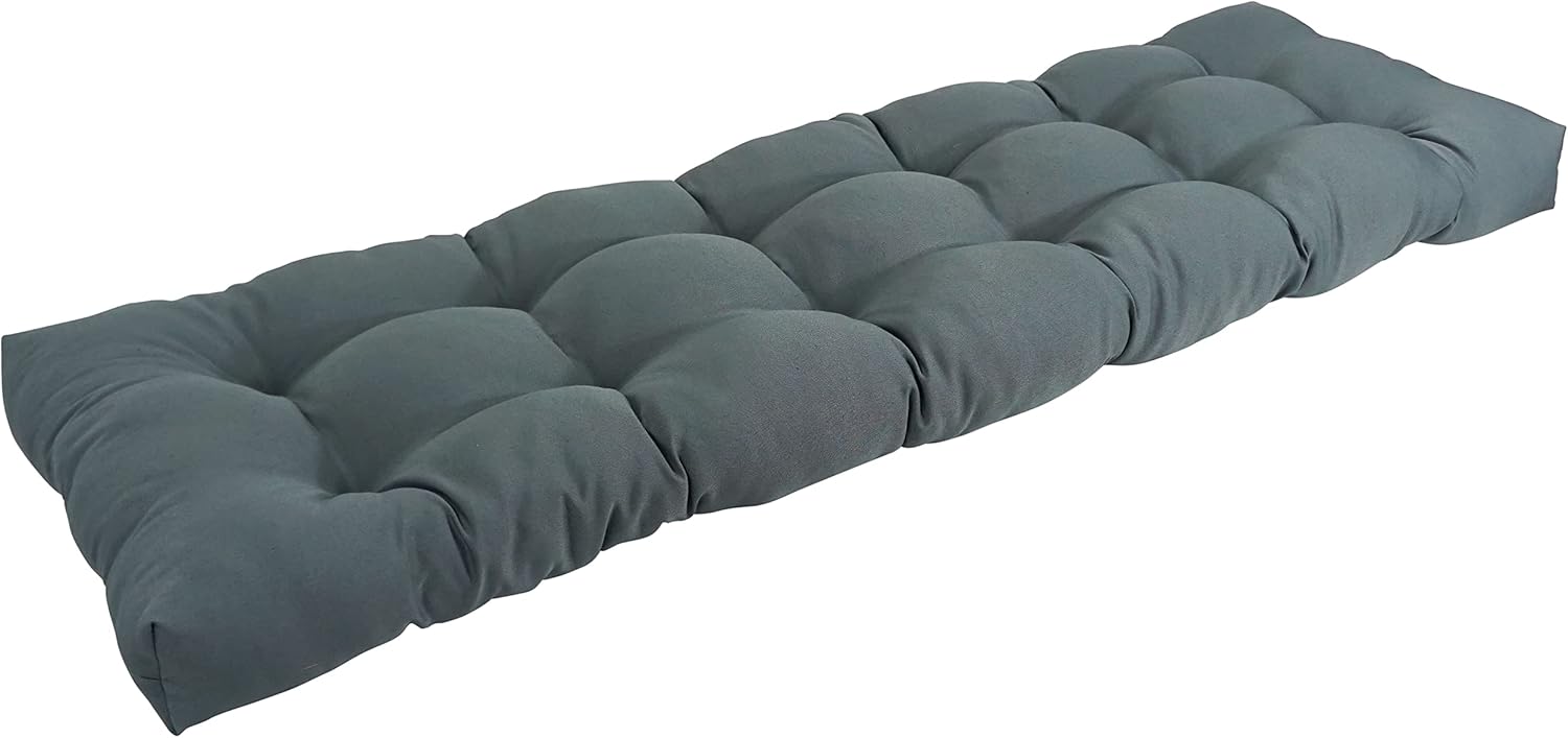Blazing Needles Twill Tufted Bench Cushion, 55" x 19", Steel Grey 1 Count