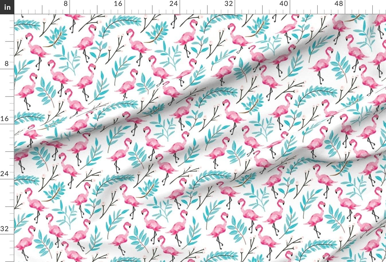 Spoonflower Fabric - Pink Flamingos Flamingo Palm Kids Printed on Upholstery Velvet Fabric Fat Quarter - Upholstery Home Decor Bottomweight Apparel