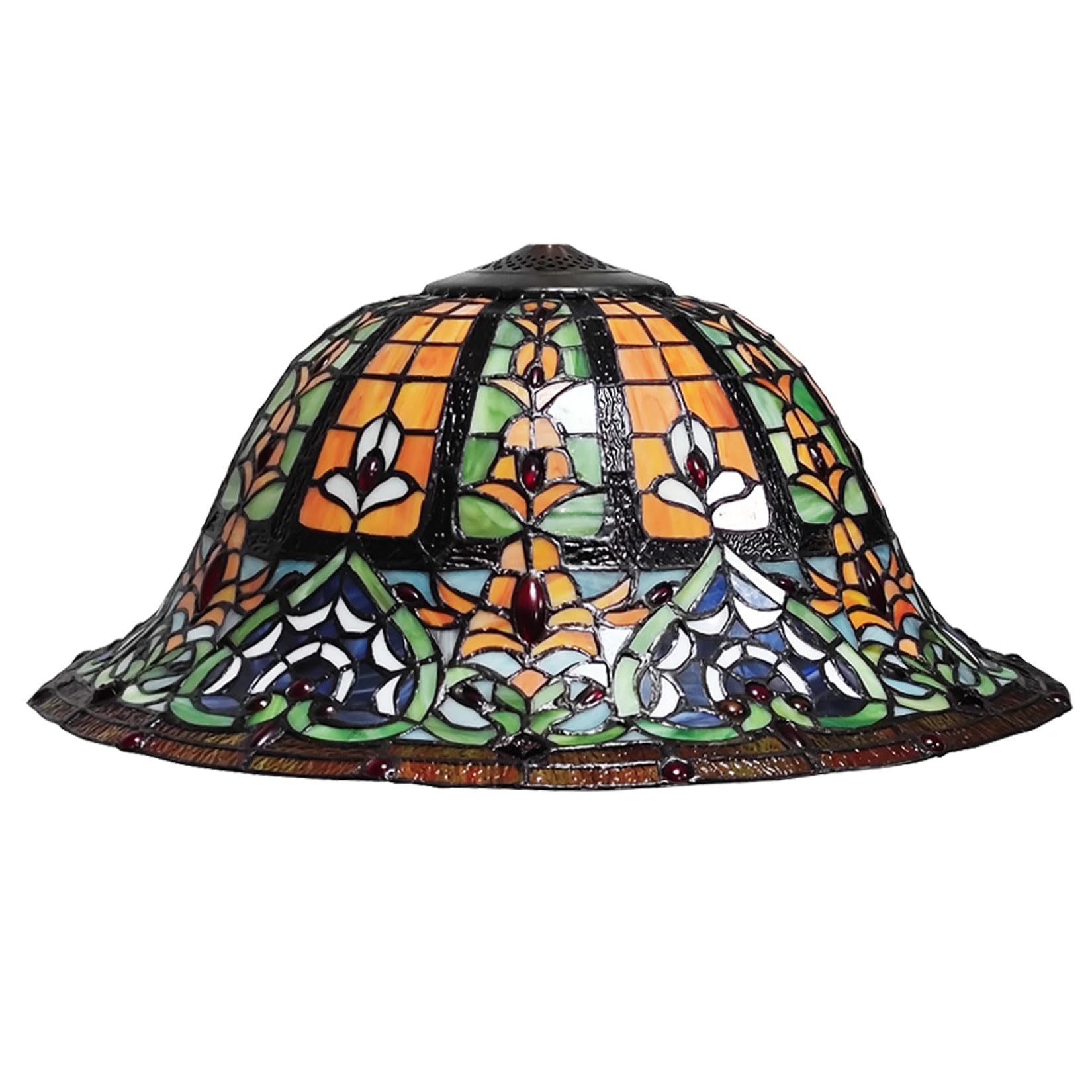 SaryEdge 20 Inch Tiffany Lamp Shade Replacement Only, Hat Shape Design, Stained Glass Lamp Chimney, Vintage Light Cover Accessories for Table Lamp Pendant Light Floor Lamp Fixture，，