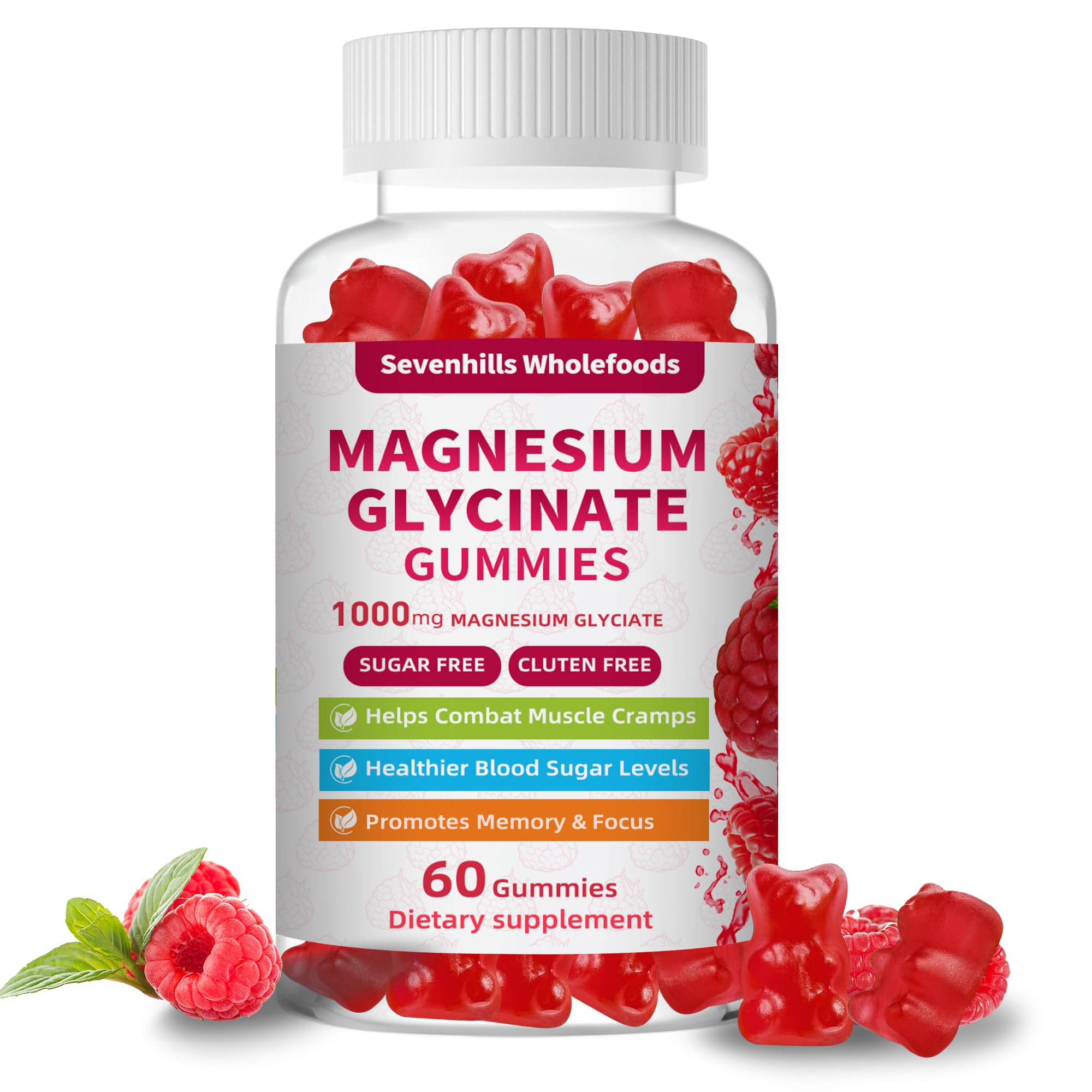Magnesium Glycinate Gummies 1000mg - Sugar Free Magnesium Potassium Supplement for Relaxation, Calm, Stress Relief, and Sleep Support for Adults & Kids - 60 Blueberry Gummies — Amazon image 8