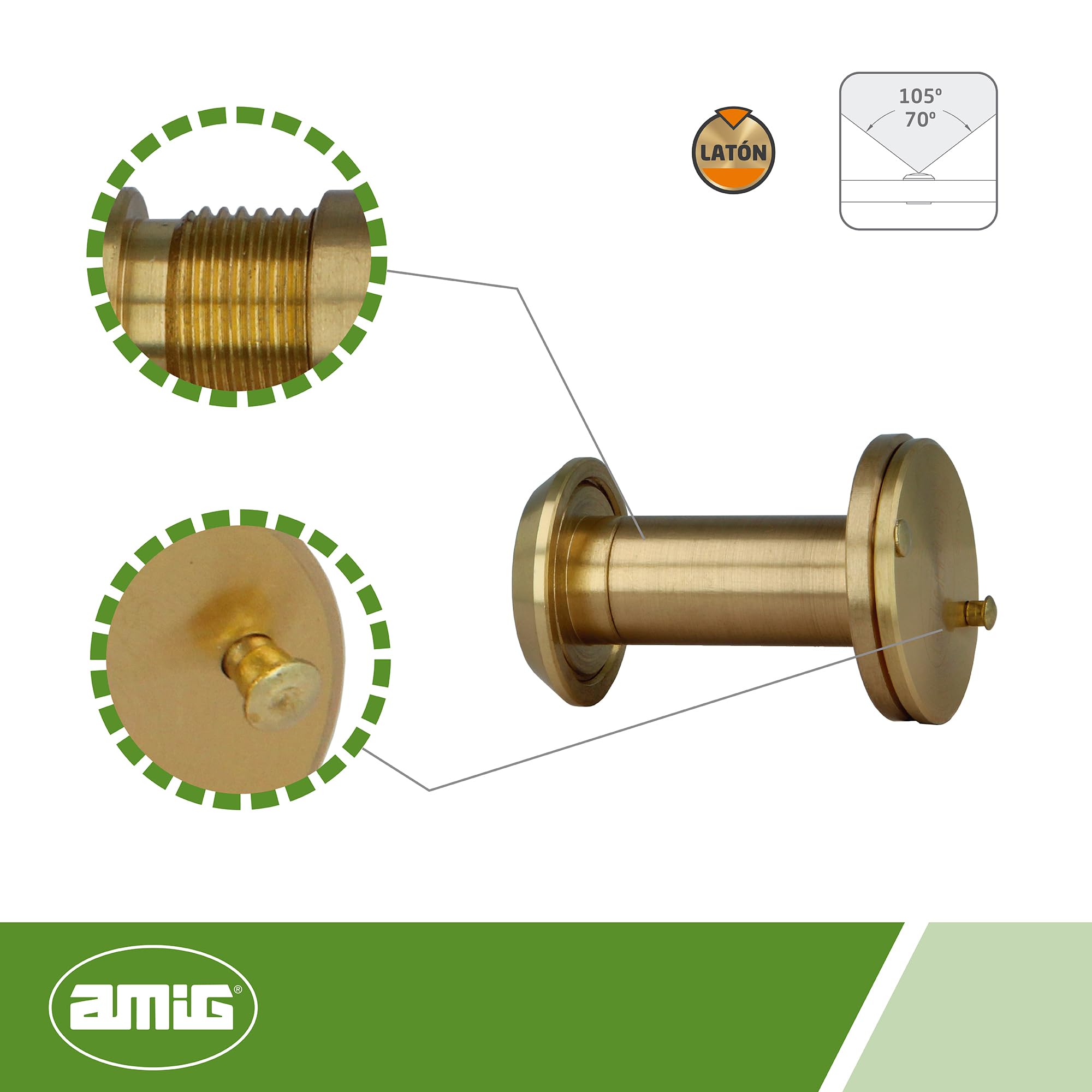 Spioncino Amig Con Lente Super Angolare - Per Porte Spesse 70-110mm, Colore Oro - Foto 11