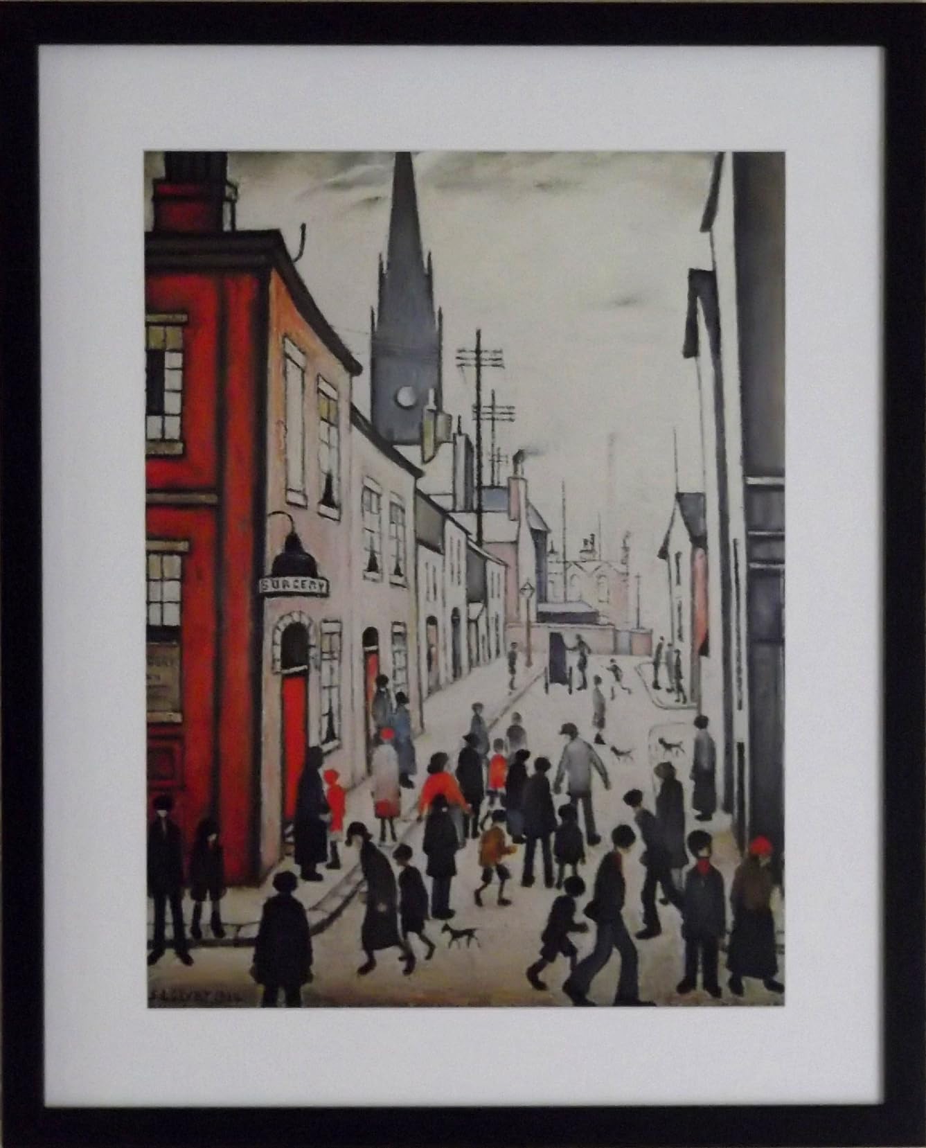 Stateoftheart-uk AUTHENTIC L S Lowry Print - ORGAN GRINDER - 15 x 12inch Sustainable Engineered Wood Frame - A4 Image in an Art Mount