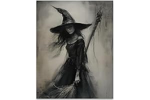 Dark Wind: Intriguing Charcoal Witch Artwork for Halloween