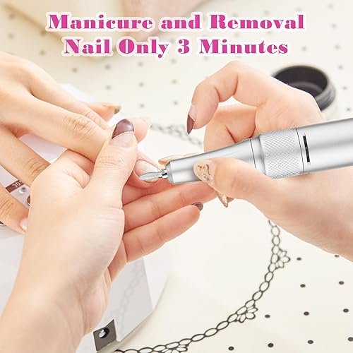 Miniatura 5 de Taladro de uñas profesional 45000 RPM, pantalla LCD, batería recargable, para uñas acrílicas y de gel, perfecta para uso en salón y hogar