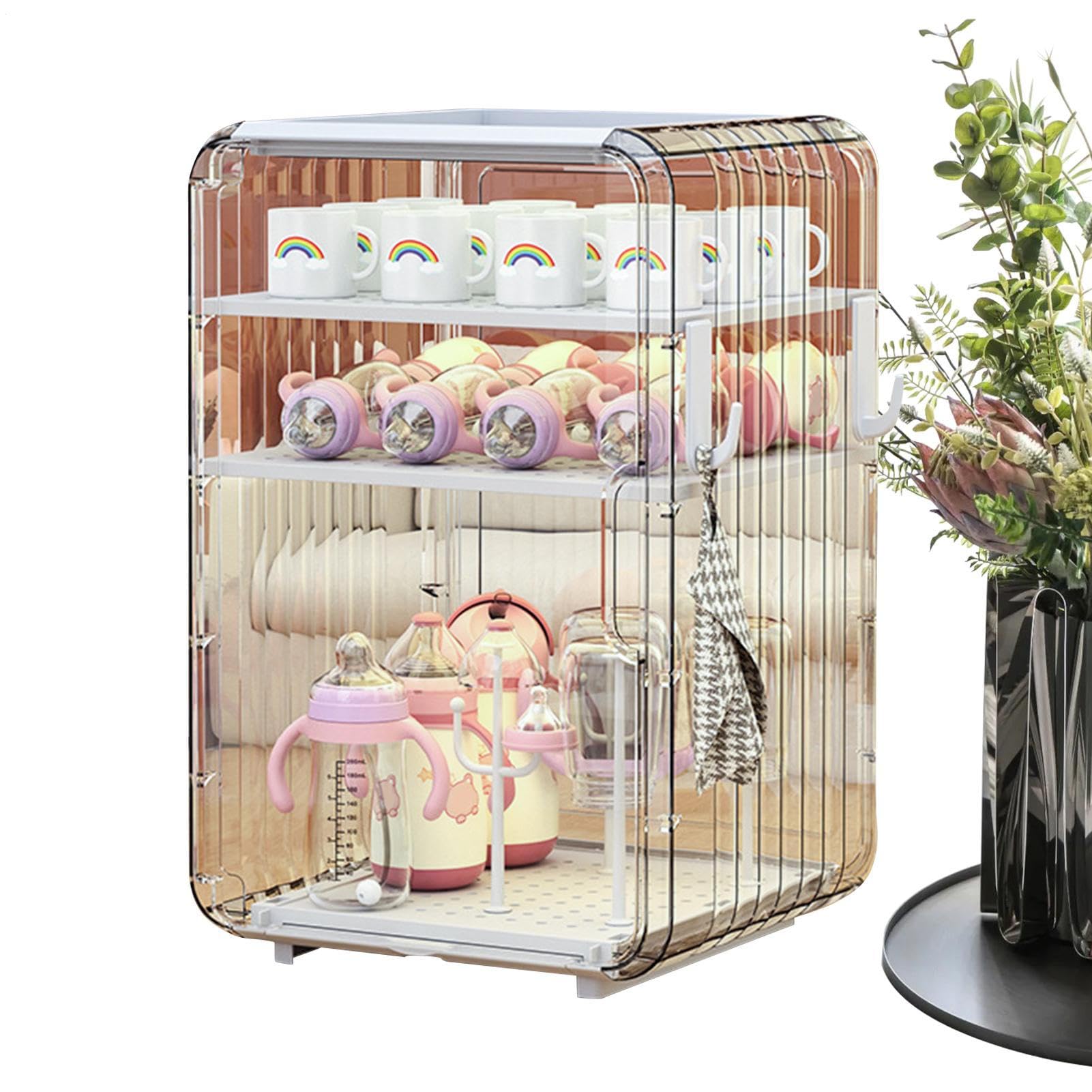 Flaschenaufbewahrung, Organizer, , Kinderzimmer, Besteck, Abtropfgestell, vertikal, staubdicht, Becherhalter mit Abdeckung für Babyflaschen, Küchentisch, Kühlschrank, Schrank, Schlafzimmer