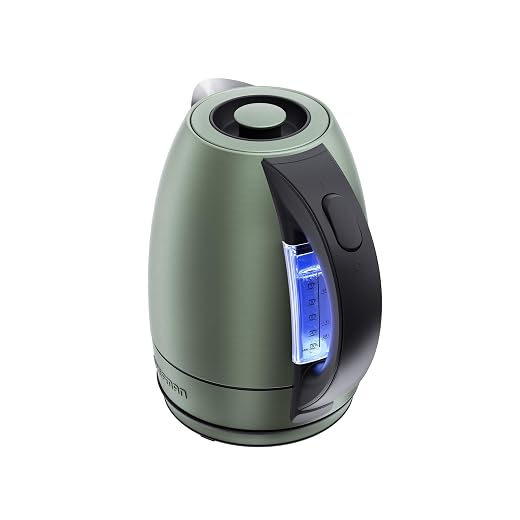 Chefman Electric Kettle, 1.8 Liter Stainless Steel Electric Tea Kettle Water Boiler with Automatic Shutoff, LED Lights, Boil-Dry Protection, Hot Water Electric Kettles for Boiling Water, Green