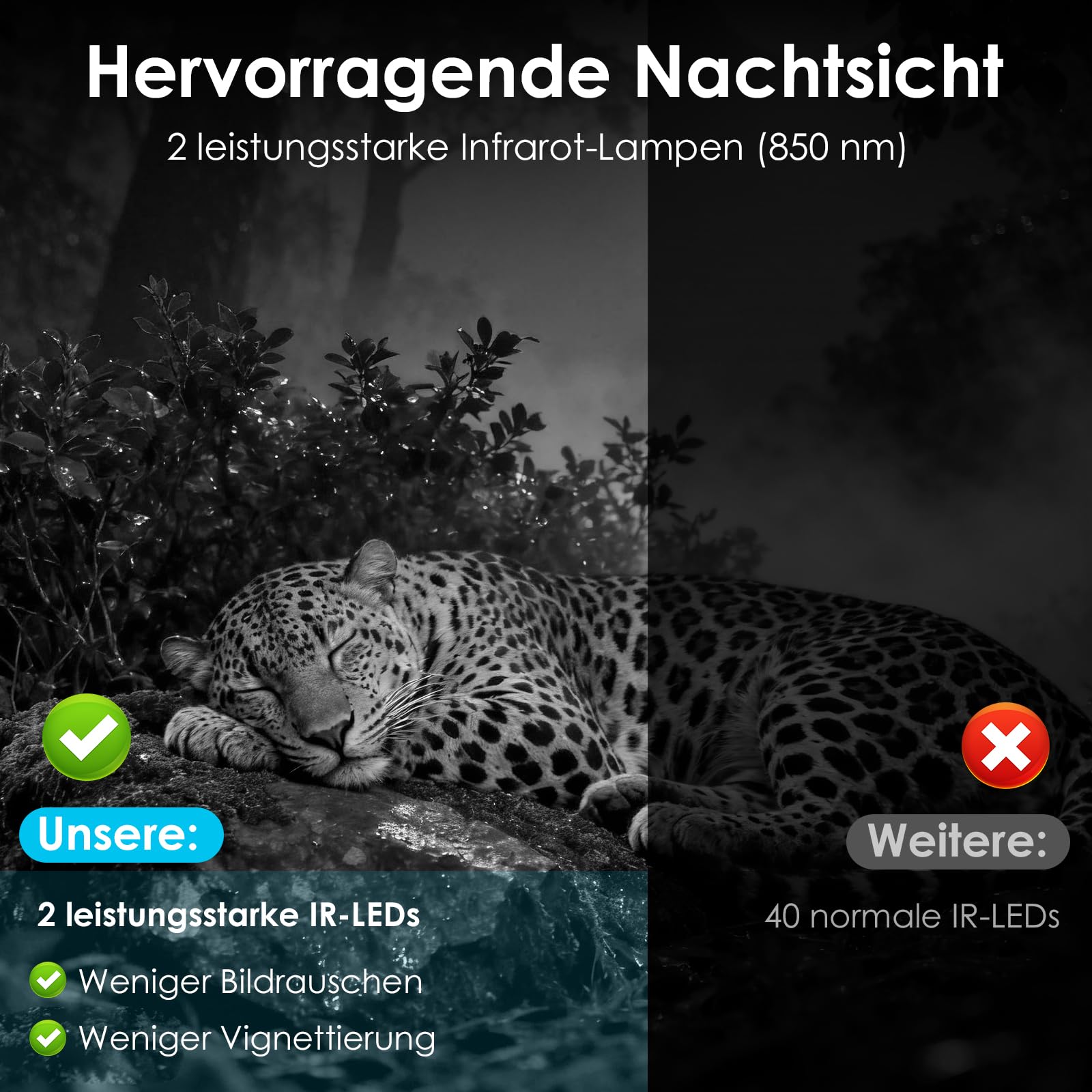 WOLFANG 4G Wildkamera mit Handyübertragung App, 48MP 2K Jagdkamera mit 850nm kein Glühen Nachtsicht mit 2.0'TFT Display, IP66 Wasserdicht für die Jagd Wildlife Scouting Garten Haus Sicherheit