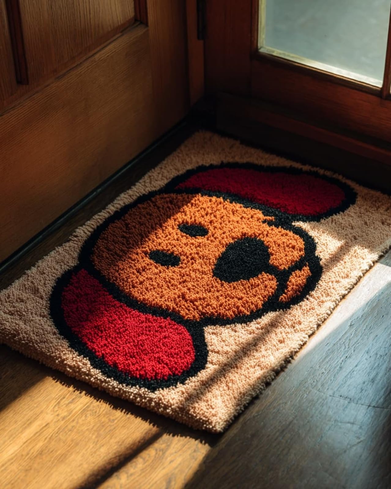 Wallphantom DIY Latch Hook Rug Making Kit for Adults Kids,Happy Dachshund,DIY Latch Hook Rug Kit,Cross Stitch Rug Making Kit,Ideal for Home Decor and Fun Crafting,90x120cm