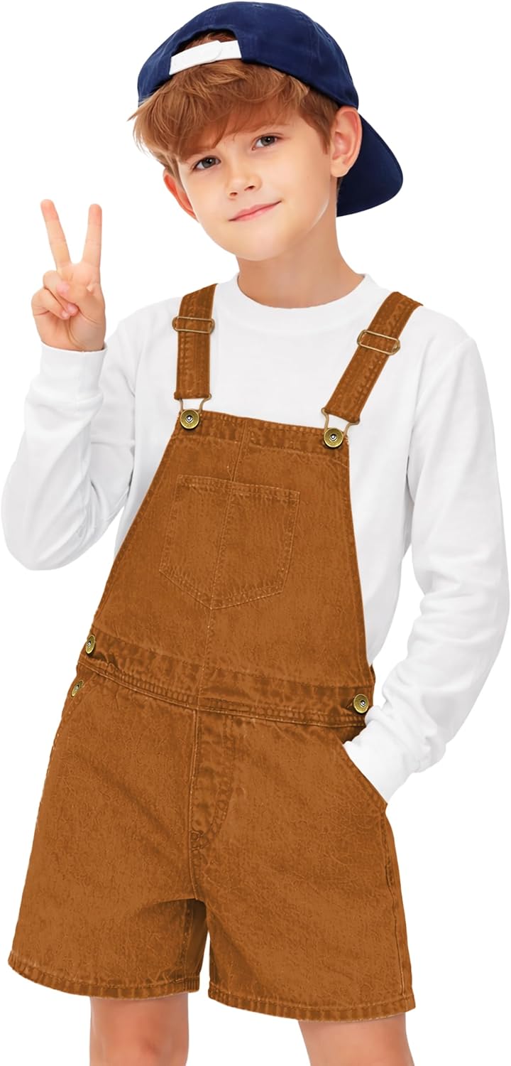 Remimi Kids Overalls Shorts Summer Denim Shortalls Cotton Daily Wear Rompers With Pockets 3-15 Years