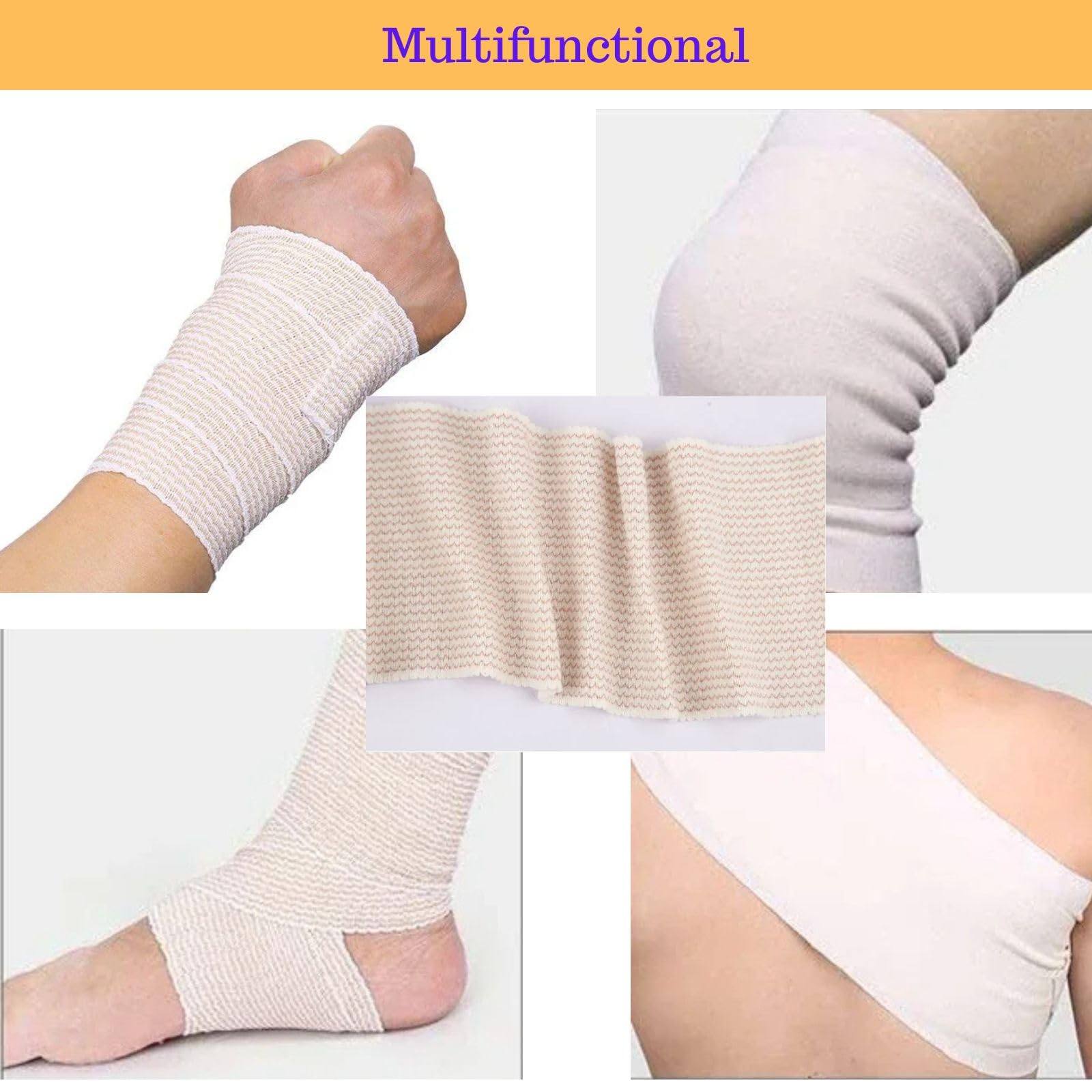 Elastische Bandage, 15,2 cm, vielseitige Kompressionsbandagen für Knöchel, Handgelenke, Knie, Bauch und Körper, strapazierfähige und bequeme elastische Bandage, außergewöhnliche Kompressionsbandage
