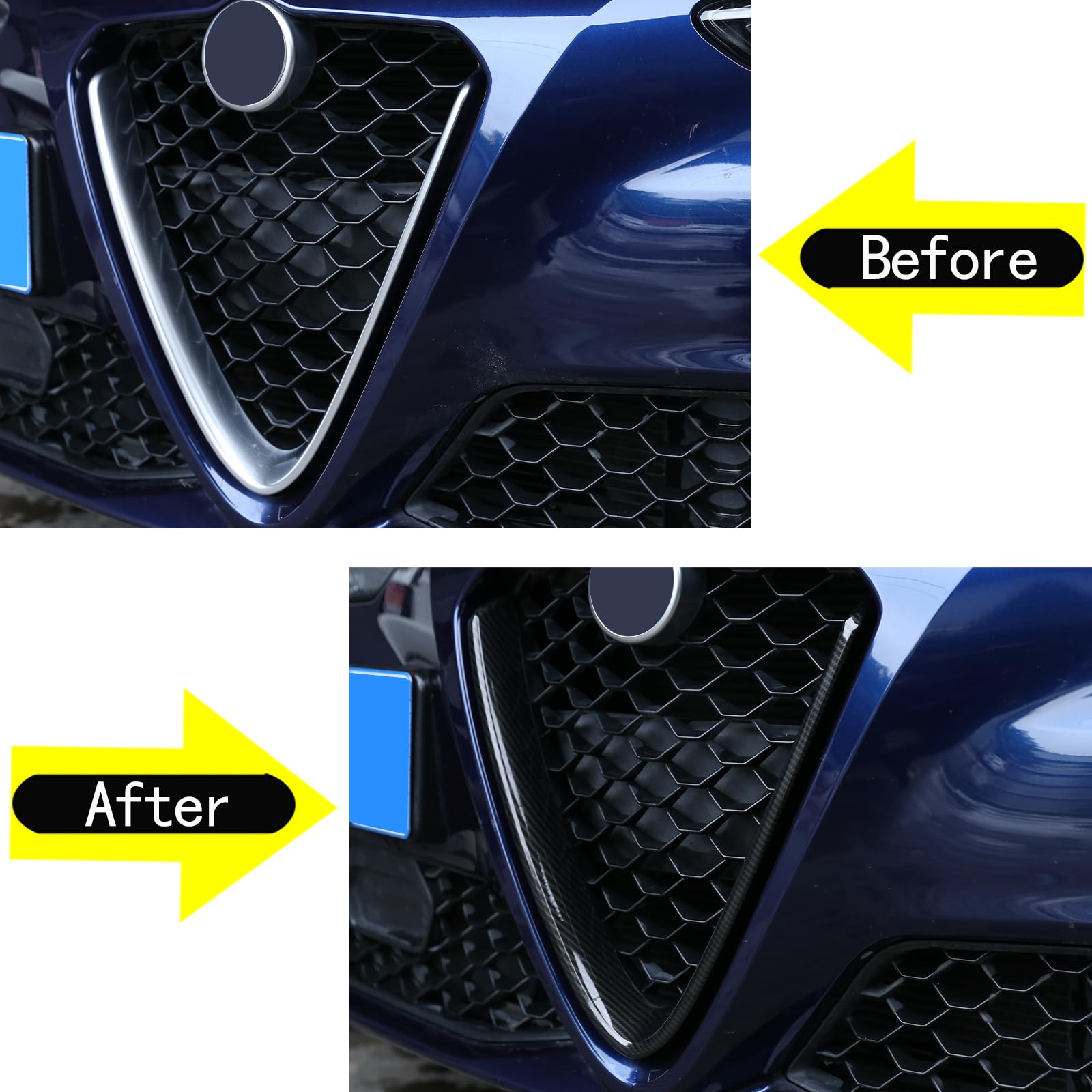 Rivestimento per griglia anteriore, telaio a V, adatto per Giulia 2017 – 2020, rivestimento per griglia anteriore per auto, accessorio esterno per griglia anteriore, accessorio