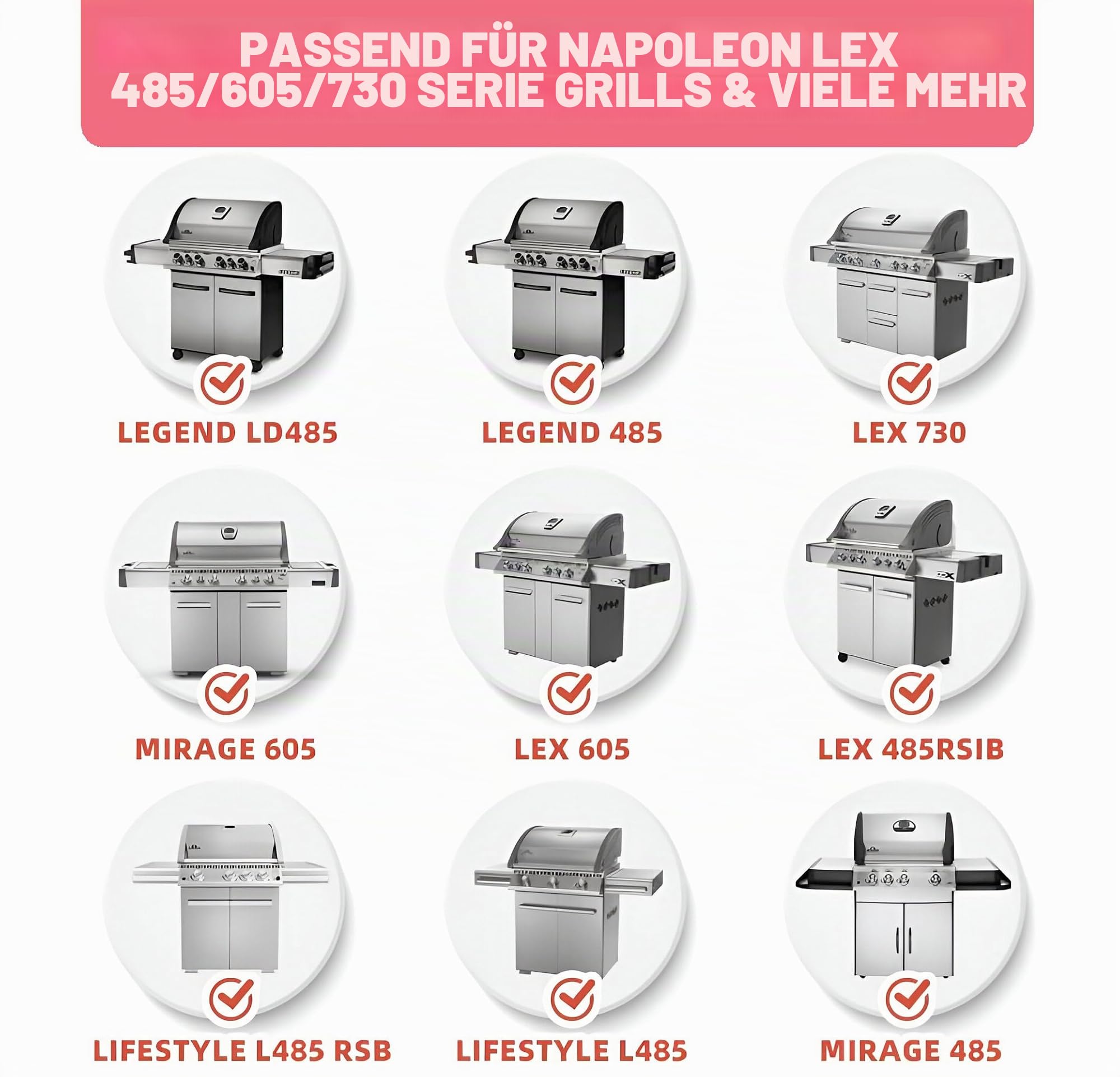 Grillteile für Napoleon LEX 485, LEX 605, LEX 730, Mirage 485 605 Series Grills, eingebaute LEX 485, Bratplatten & Brenner-Ersatzteile für Napoleon Grillzubehör, 3 Stück