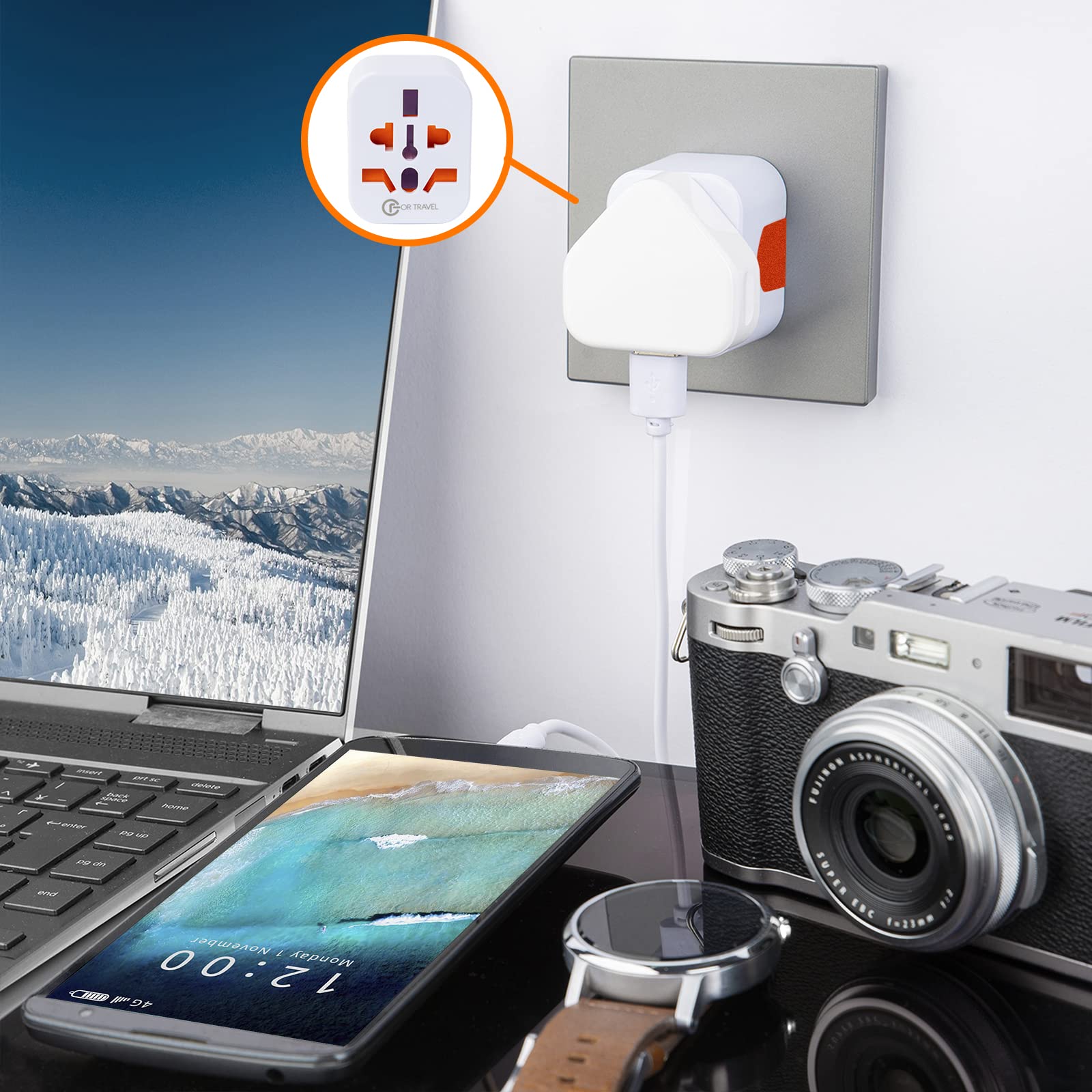 FORTRAVEL - Adaptador de enchufe universal a Reino Unido, adaptador de enchufe universal de viaje de Singapur, adaptador de enchufe de Hong Kong, adaptador de viaje de Bahrein, convertidor de enchufe