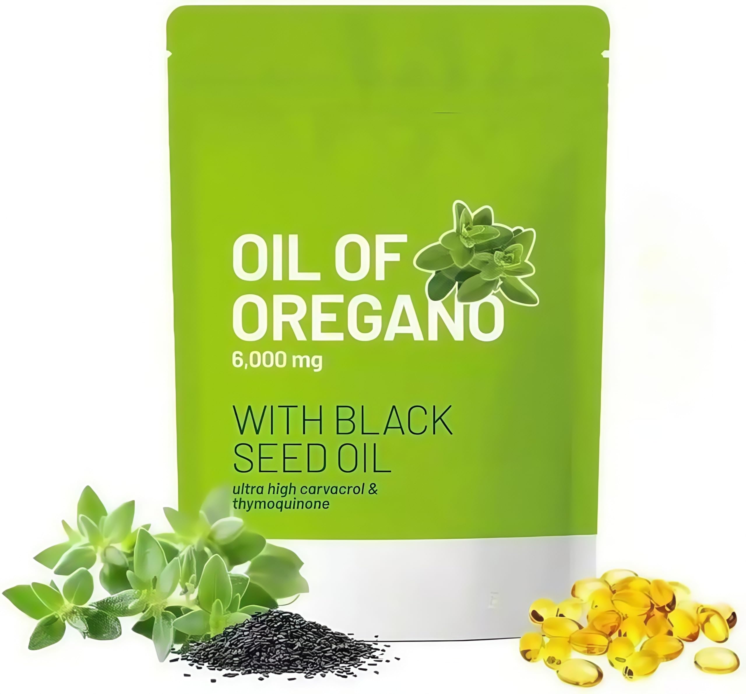 Genérico Cápsulas de Aceite de Orégano, [Nuevo] Aceite de Orégano Equilibrado con Aceite de Semilla Negra, No GMO,1Pcs