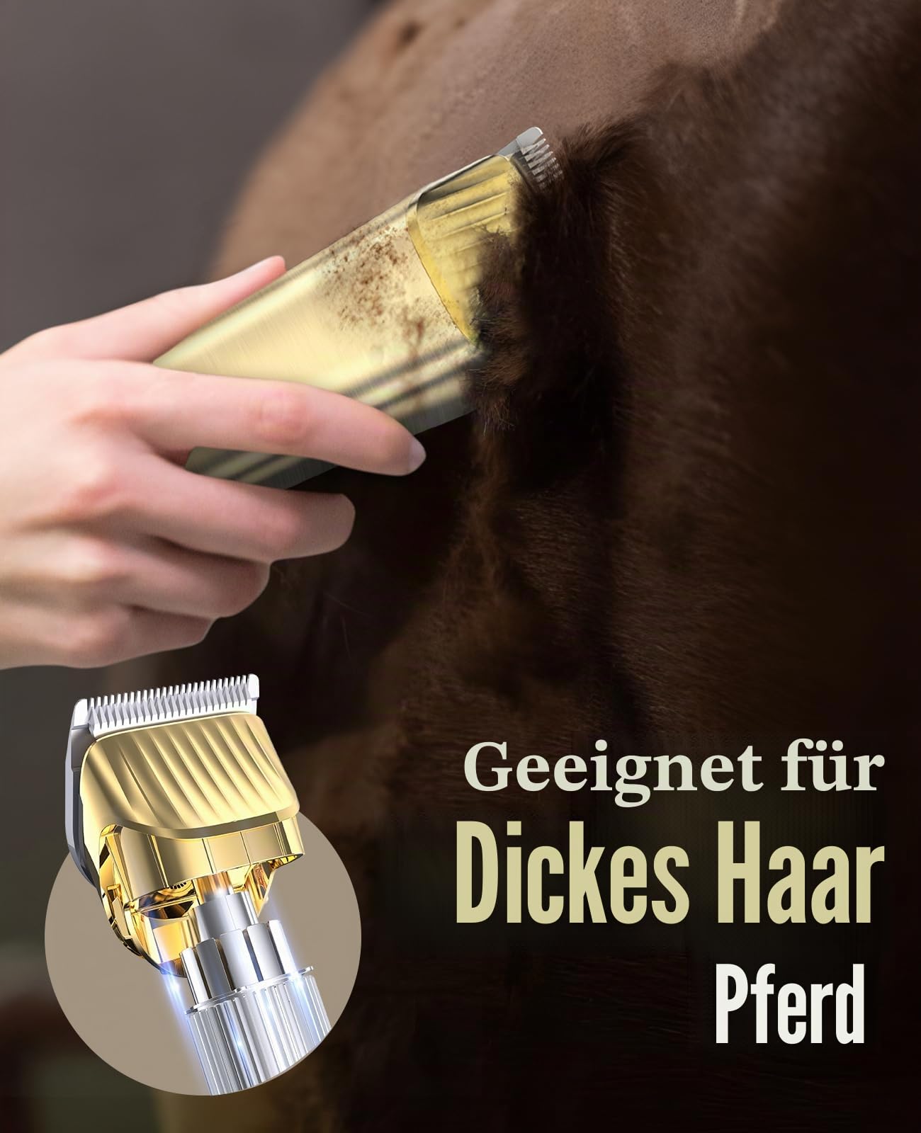 oneisall Pferdepflegeset, kabellos, geräuscharm, für langes, dickes und stumpfes Haar