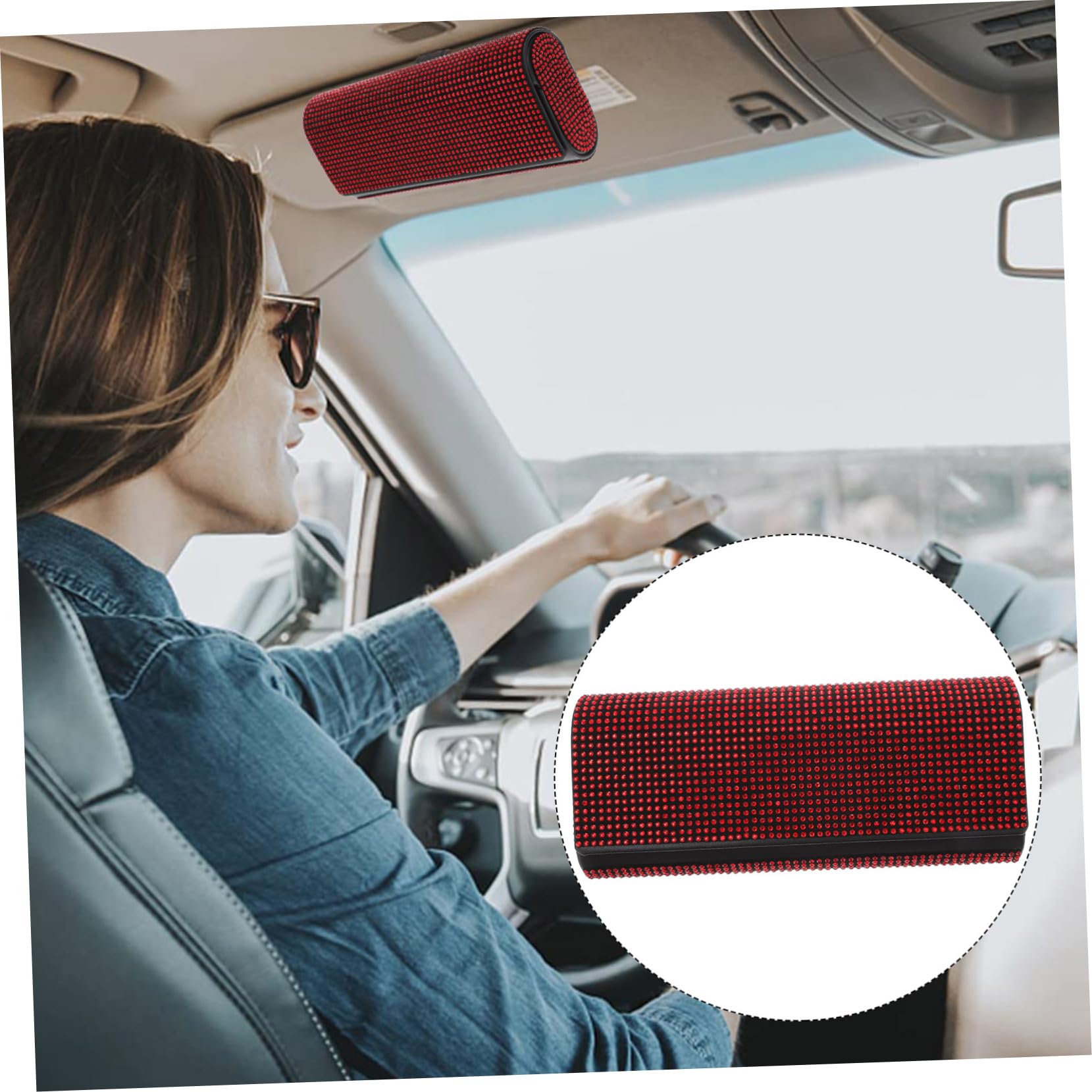 CALLARON 3 Pezzi Supporto Per Visiera Auto Intelligente Supporto Per Occhiali Con Strass Accessori Per Auto Facile Da Donna