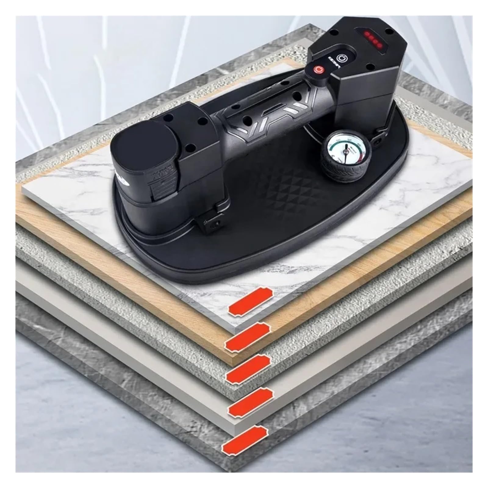 Ventosa de vacío eléctrica industrial 220 kg for elevación baldosas vidrio y granito, herramienta 1500 mAh para levantar baldosas
