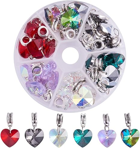 Amazon Ph Pandahall ハートチャーム 6色 ガラス ハート 合金ペンダント 大穴ビーズ カン付き チャーム アクセサリートップ ブレスレット ネックレス ピアスなど ジュエリー用 アクセサリーパーツ 手作り素材 混合色 約30個 チャーム アクセサリートップ 通販