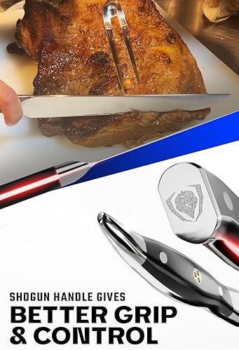 Vista 4 de Dalstrong, juego de cuchillo de tallado y tenedor - 9 pulgadas - serie Shogun ELITE - juego de cuchillos de tallado de Damasco - cuchillo de cocina