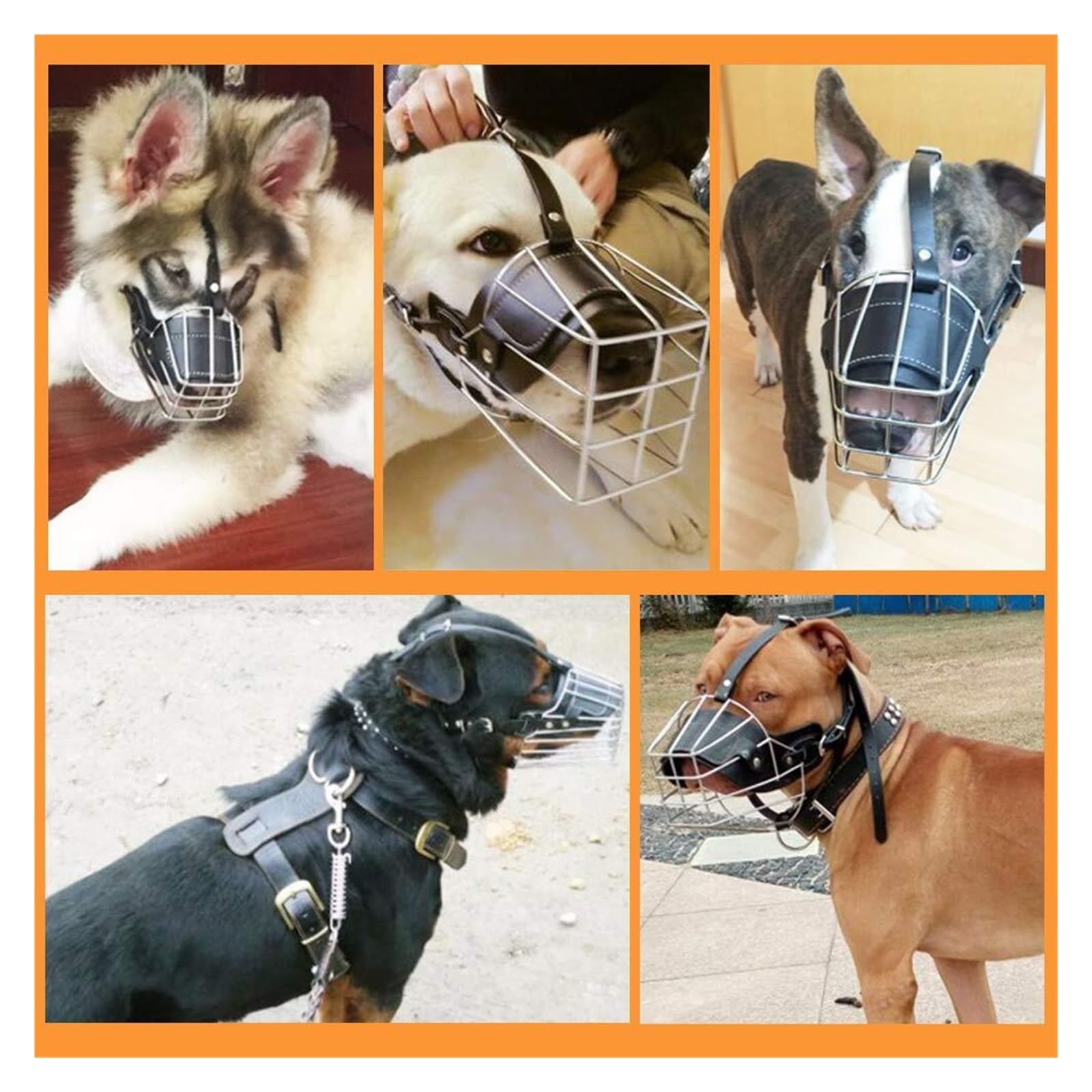 Bozal de perro para perros grandes – Bozal de cesta ajustable para Pitbull, pastor alemán – entrenamiento de masticación antimordeduras – Diseño de jaula de metal con correas seguras (XXL)