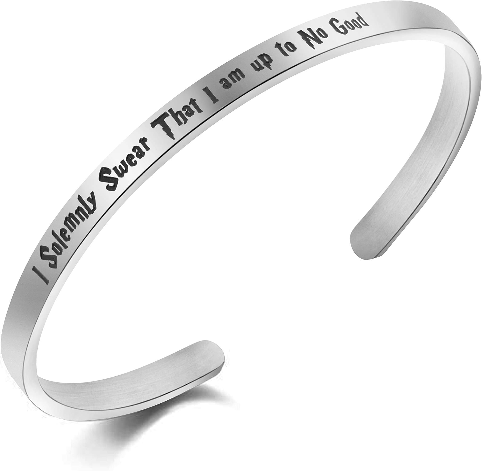 AwegiftI Solemnly Swear That I Am Up To No Good Stainless Steel Cuff Bracelet for Women
