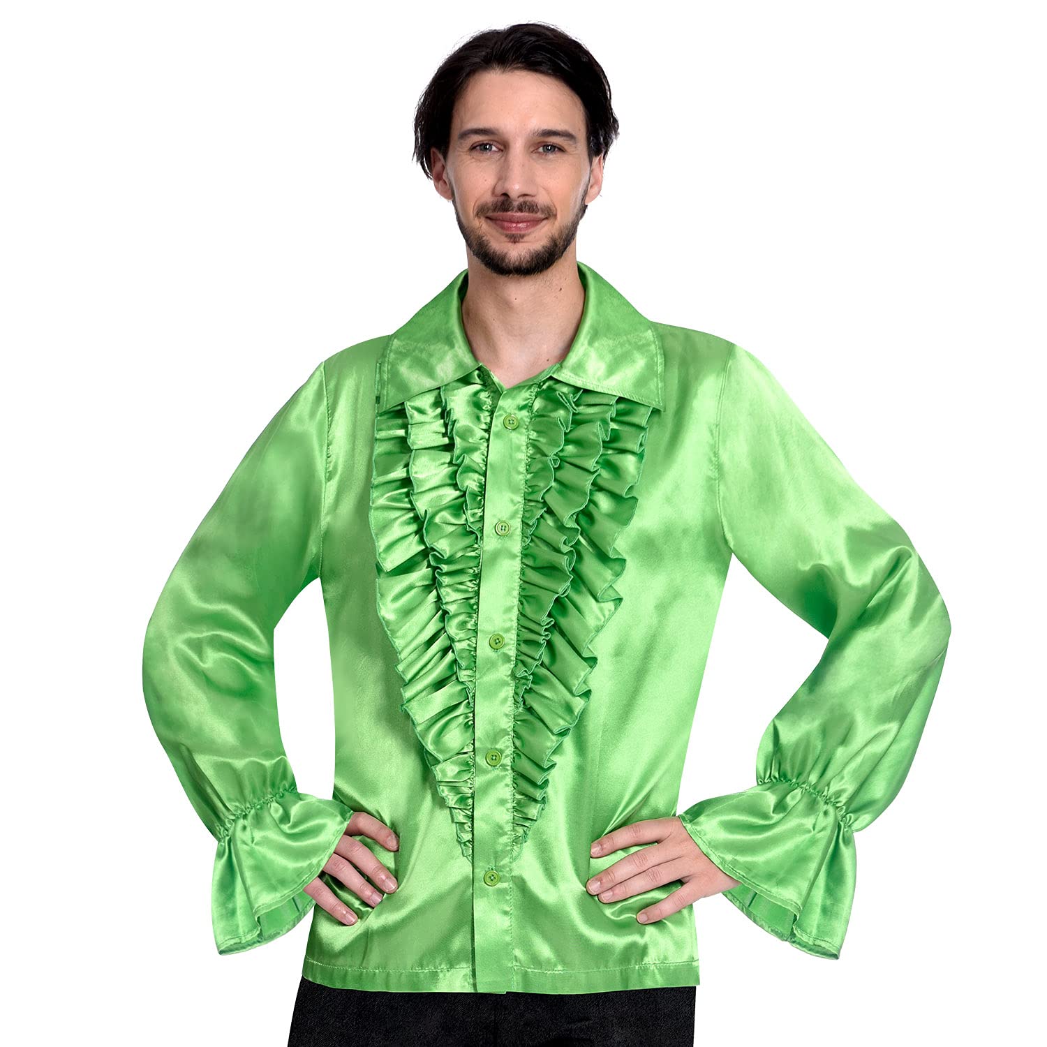 Amscan Adult Mens Satin Lime Disco Shirt Size Small