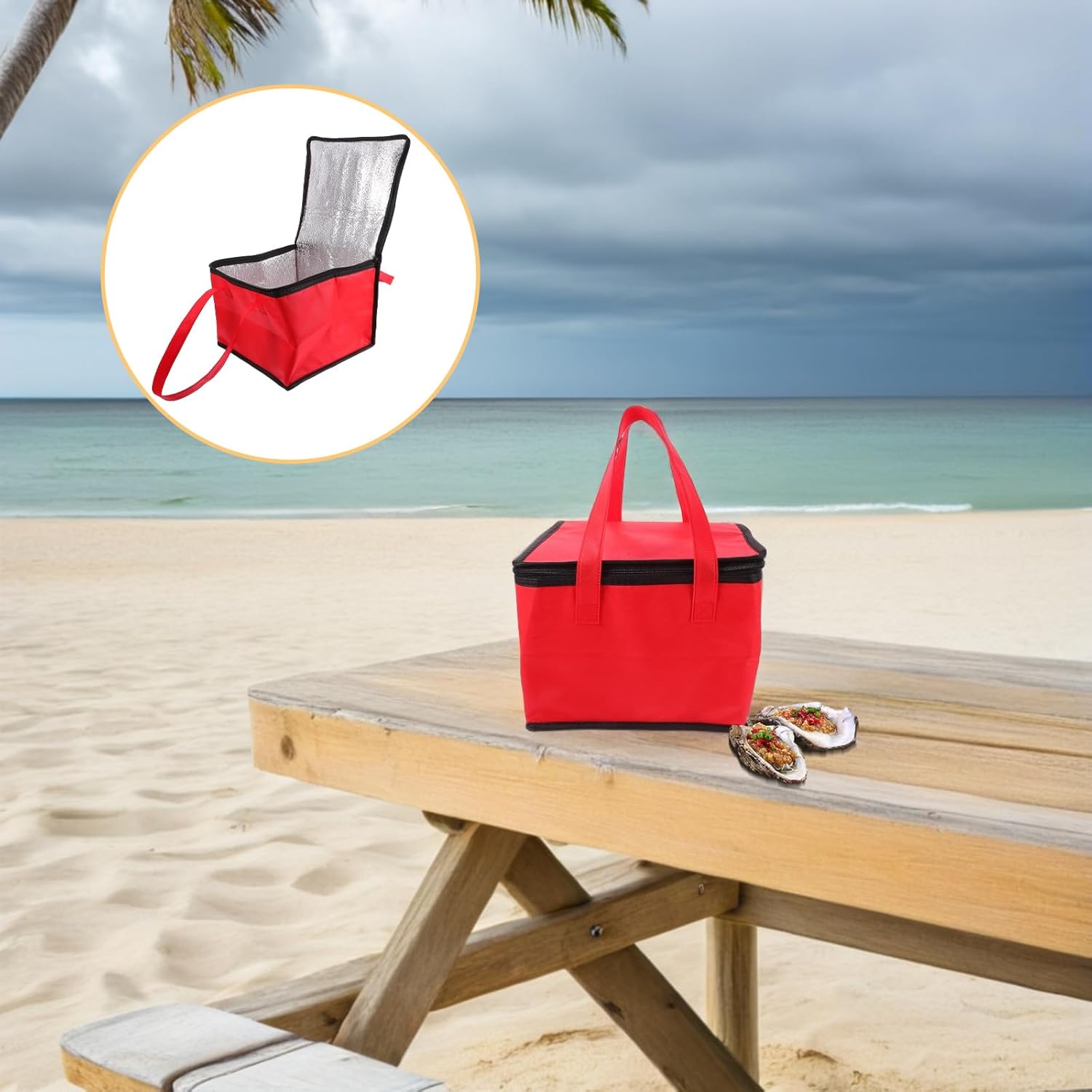 Insulated Food Bag 10.62X10.62X7.87In Portable Grocery Cooler Bag with Handle for Hot or Cold Food Pizza Catering Storage - Image 8