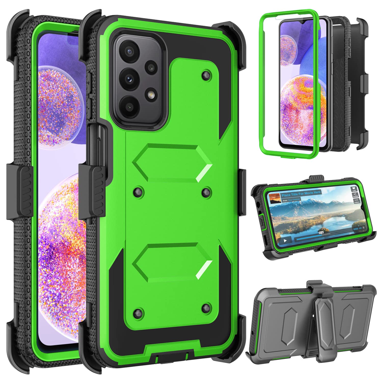 Takfox Galaxy A23 5G Case, for Samsung A23 5G Belt Clip Holster Phone Case [Built-in Screen Protector] Kickstand Heavy Duty Shockproof Full Body