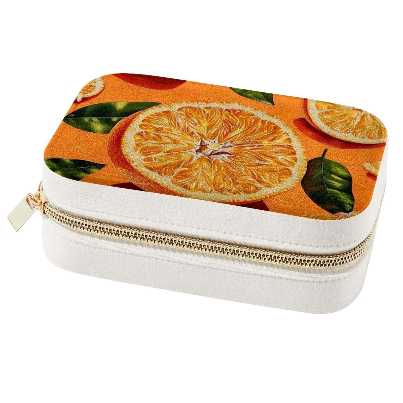 Boîte à bijoux de voyage orange pour bagues et colliers