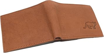 MARSHAL Cat RFID Blocking Real Leather Bifold Trifold Kitty Cat Wallet for Men (Bifold)