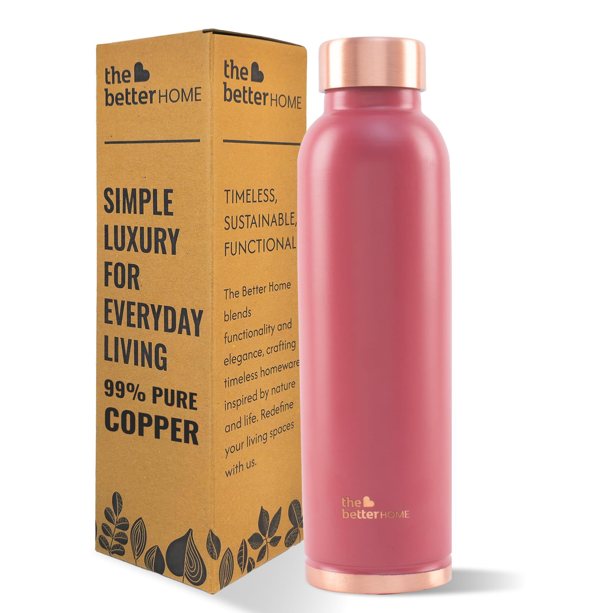 The Better Home Copper Water Bottle 1 Litre | 100% Pure Copper Bottle | BPA Free Water Bottle with Anti Oxidant Properties of Copper (Dark Blue)