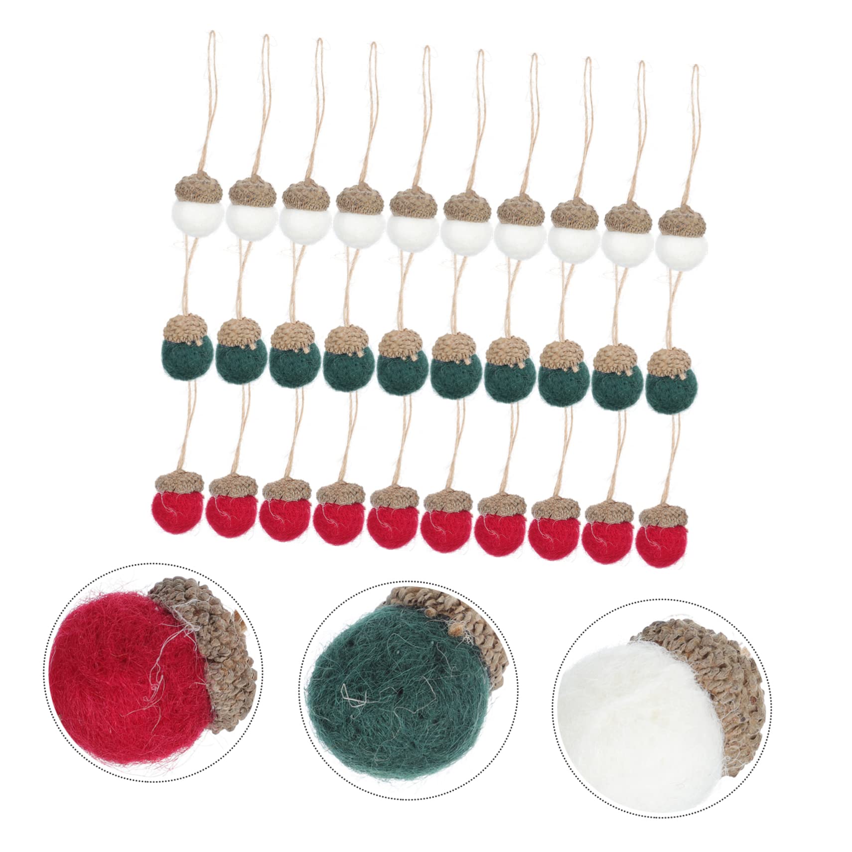 TOPBATHY 2 Juegos Bola De Bellota De Fieltro De Lana Manualidades Navideñas Christmas Tree Xmas Tree Adornos Navideños Luces De Hadas Decoración Colgante De Navidad 30 Piezas * 2