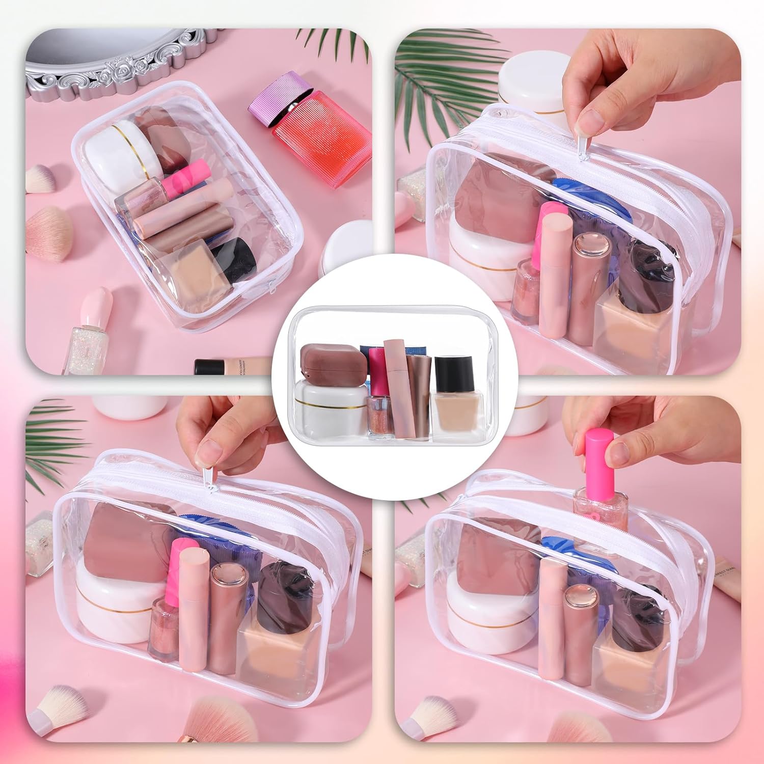 28 Pack Clear Cosmetic Bags Makeup Bags Bulk, Portable Waterproof Travel Toiletry Bag Organizer Plastic Toiletry Carry Pouch with Zipper, for Travel Women Men Bathroom Organizing, 7.1"x 4.7"x 2.4" - Image 5