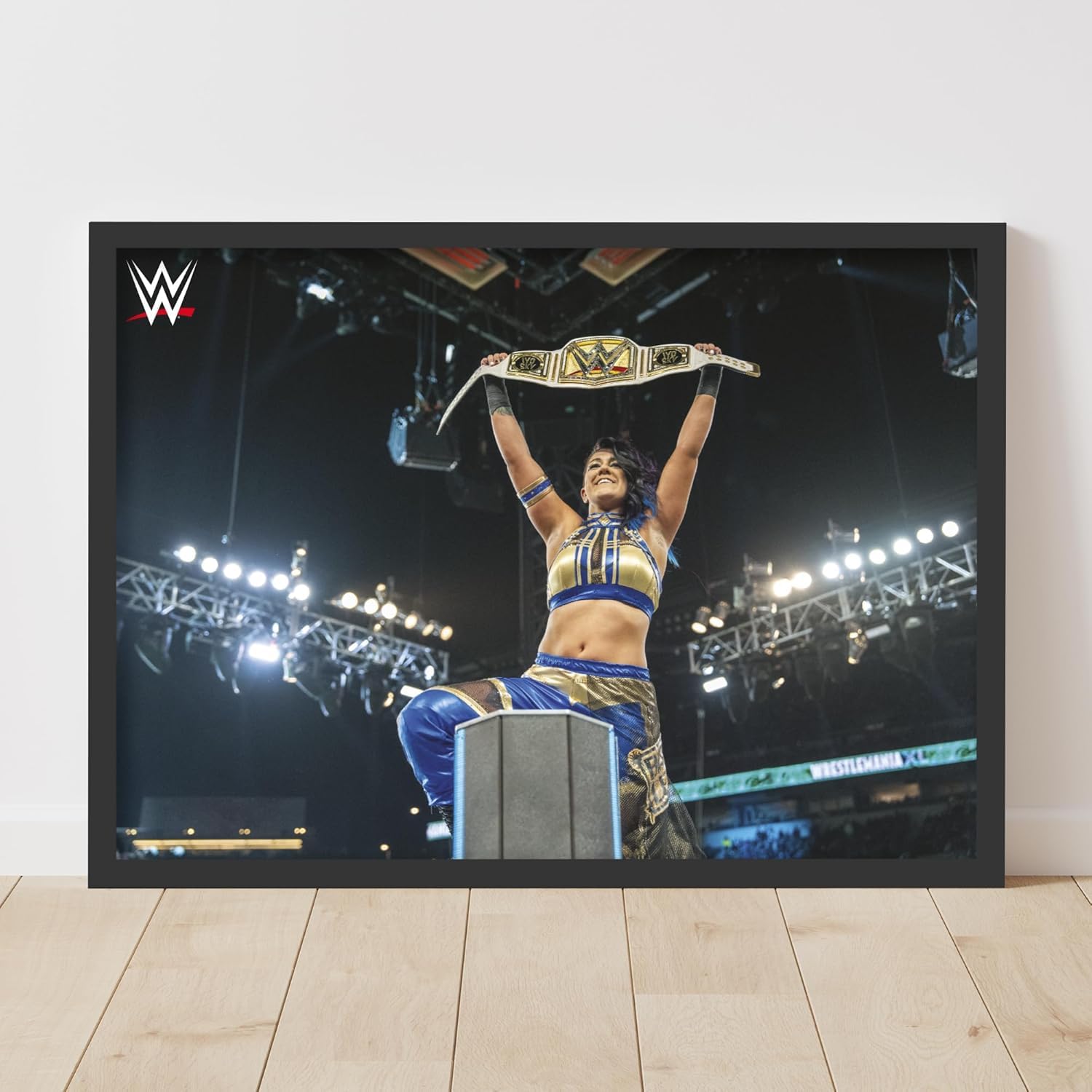 Themed Black Wwe Print - Bayley Wrestlemania Win Poster Wrestling Wall Art (21Cm X 29.7Cm - A4)