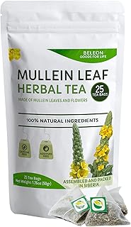 Mullein Tea Bags For Lungs - Herbal Tea Mullein Leaf of Leaves and Flowers - 100% Pure Natural - 2g X 25 Tea Bags