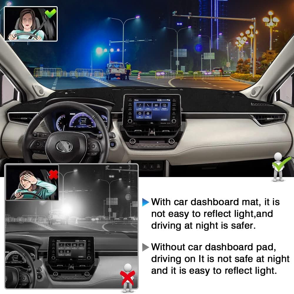 Karltys Dash Cover for Toyota Corolla Cross Accessories 2026 2025 2024-2022, Anti Glare Dashboard Cover Mat Fit Corolla Cross, Non-Slip Flannel Dash Pad UV Sun Protection (Not for Corolla)