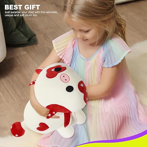 Miniatura 8 de Onsoyours Lindo peluche de vaca, suave almohada de peluche de vaca hongo para niños (vaca de hongo rojo, 12 pulgadas)