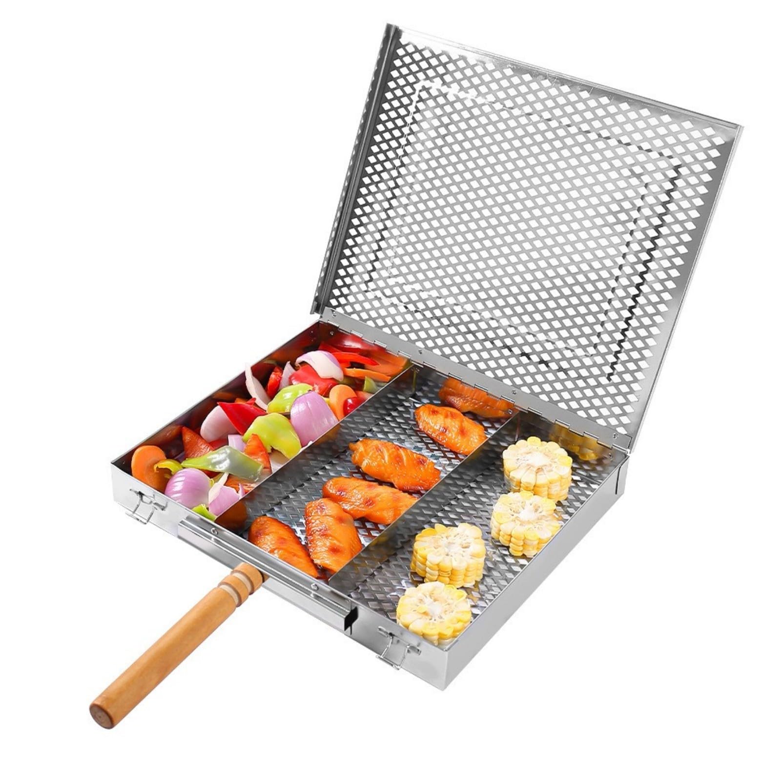 Kalttoy Rectangular Grills Pan Nonslip Barbecue Utensils for Fish Meat Vegetables Easy to Cleaning BBQ Grills Accessories Rectangular Tray for BBQ