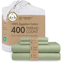 Threadmill 400TC Egyptian Cotton Twin Sheet Set, Sateen, Sage Green