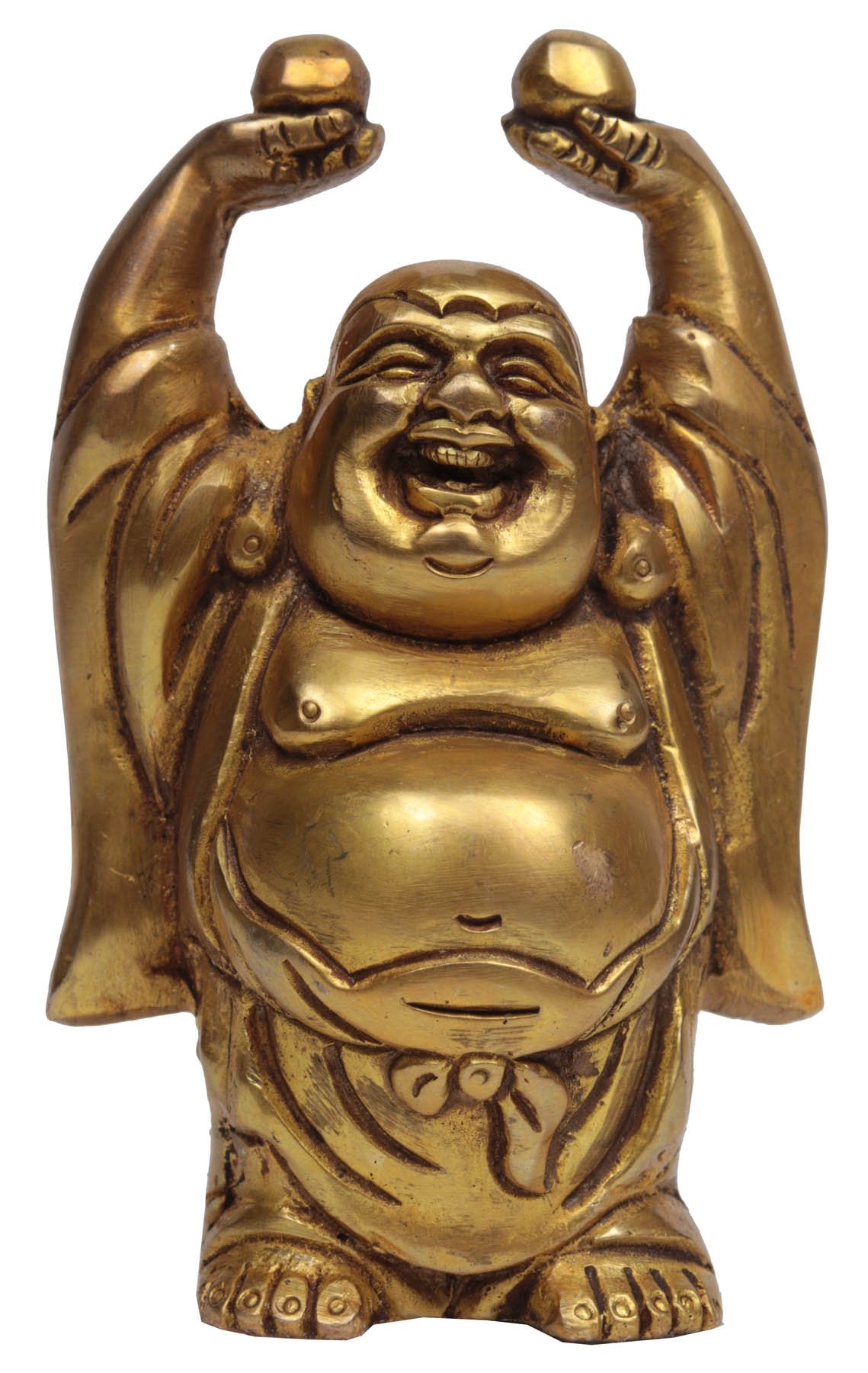 Statue de Bouddha rieur en laiton de style tibétain pour décoration zen de haute qualité