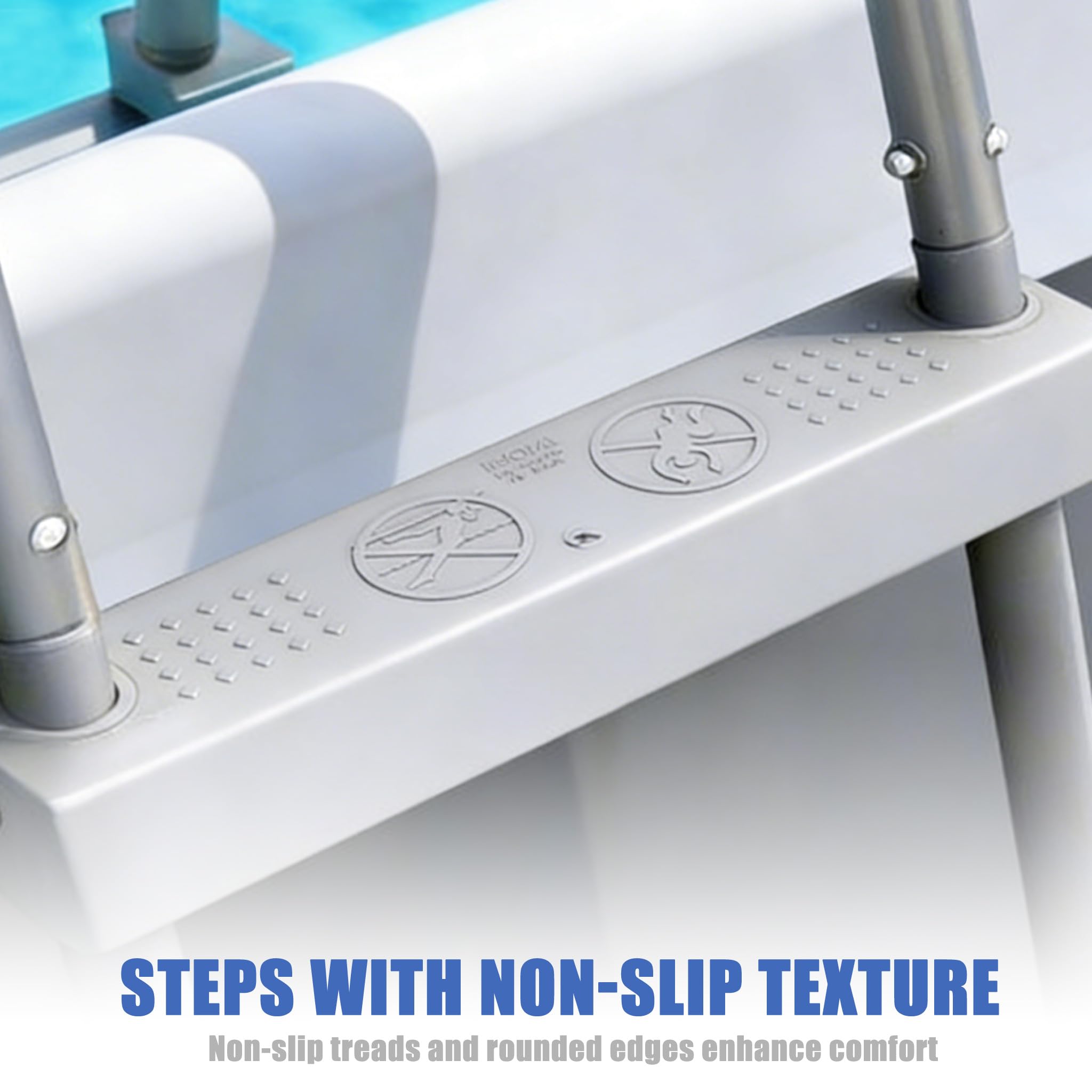 UISEBRT Échelle de piscine hors-sol - 2 marches pour des hauteurs de piscine de 80 cm - Cadre en fer robuste avec revêtement en plastique - Échelle de piscine jusqu'à 130 kg - Facile à monter et à