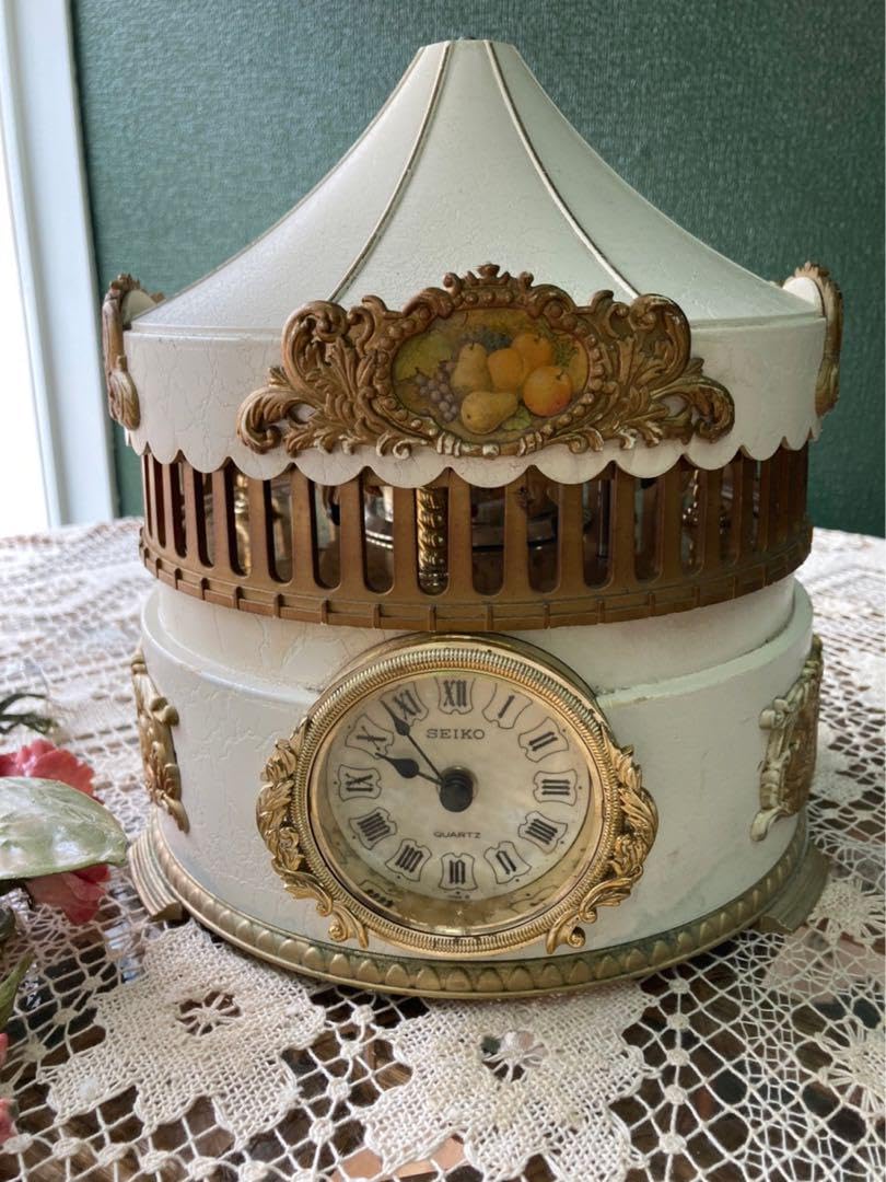 Amazon | ジャンク オルゴール メリーゴーランド 時計 アンティーク