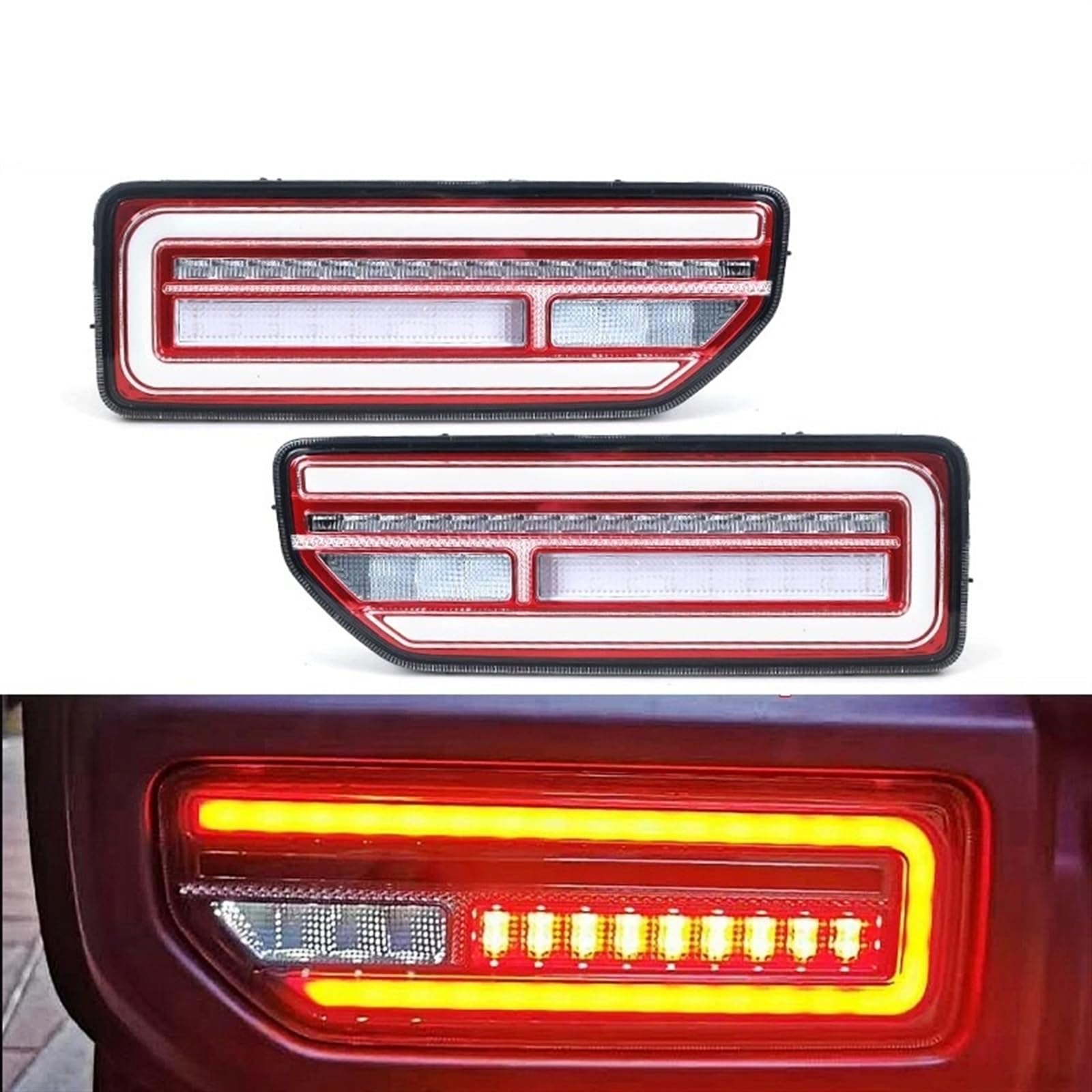 Fari Posteriori Per Suzuki Per JIMNY 2019 2020 Per JB64 JB74 Auto Per LED Posteriore Fanale Posteriore Luce Freno Stazionamento Flusso Indicatore Direzione 2X Fanale Posteriore Esterno(Transparent Red