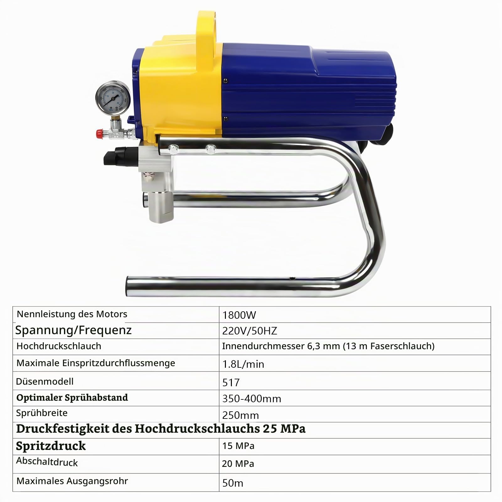 1.8L/Min Airless Farbsprühgerät YUNRUX Spritzmaschine Paint Lackiergerät Spritzlackiermaschine Spritzpistole Airlessgerät Spritzgerät Spritzpistolenmaler Farbsprühsystem Farbspritzpistole Sprayer