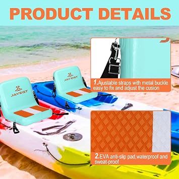 JAYEGT Inflatable Kayak Seat with Back Support,Paddle Board Accessories ,Foldable SUP Seat,Ergonomic Anti-Slip Design, high Load Capacity,Versatile Use for Kayak,Padded Boat,SUP,Canoe,Fishing Boat