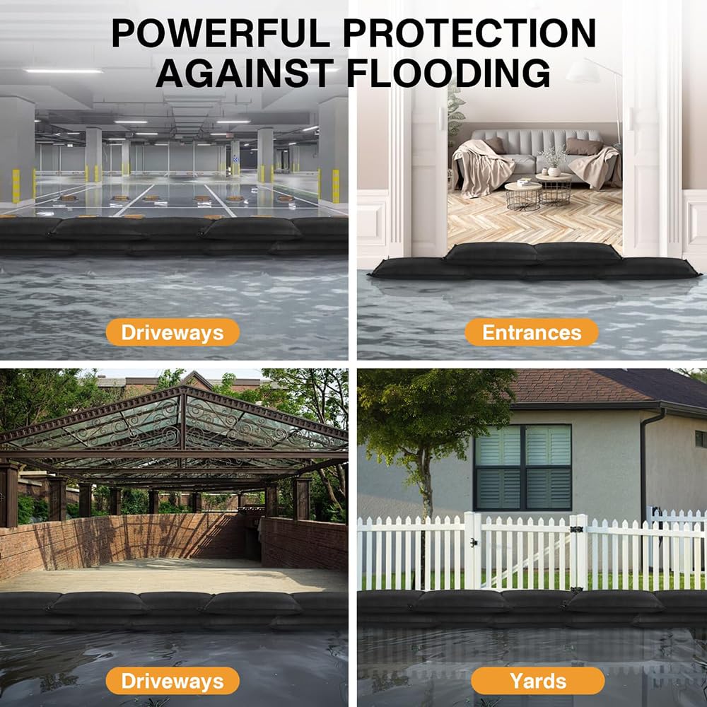 4Pcs of 150CM Water Activated Flood Barriers for Home Door Sand Bags Without Sand for Garage Basement - Image 3